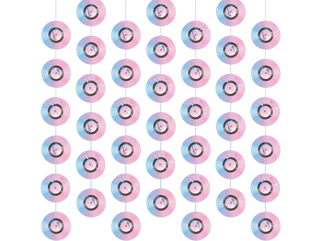 Cindeer 8 Pieces Rock and Roll Party Decorations Retro Record Paper Garlands Vintage Themed Streamer Banners Hanging Decorations for 50s 60s 70s...