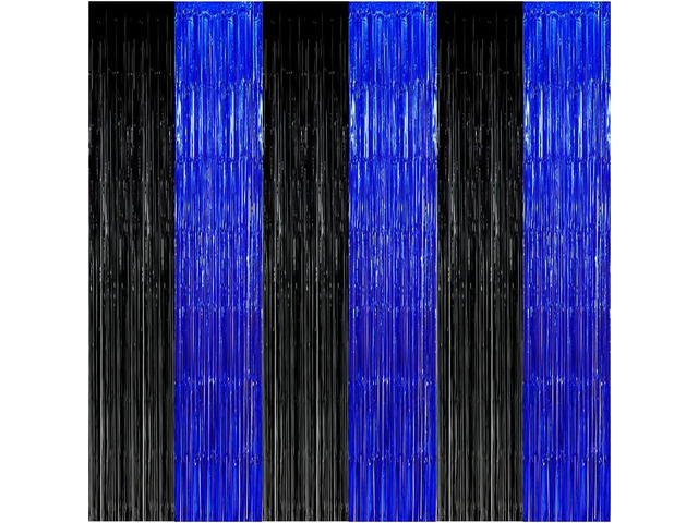 Black Blue Party Decorations Backdrops, Gaming Party Foil Fringe, 2026 Graduation Black Blue Curtains Backdrops for Boys Birthday New Year Baby...