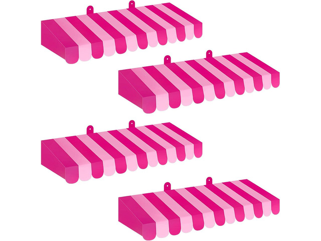 Boao 4 Pack Circus Awning Decoration 3D Stripe Cardboard Awning Carnival Wall Decor Circus Party Favors for Lemonade Stand Bakery Ice Cream Truck...
