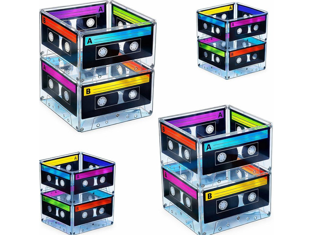 Cassette Tape Bucket Centerpiece (8 Pack) 80s Party Supplies, 90's 80s Theme Birthday Party Decoration Cassette Tape Table Decor, Retro Hip Hop Pop...