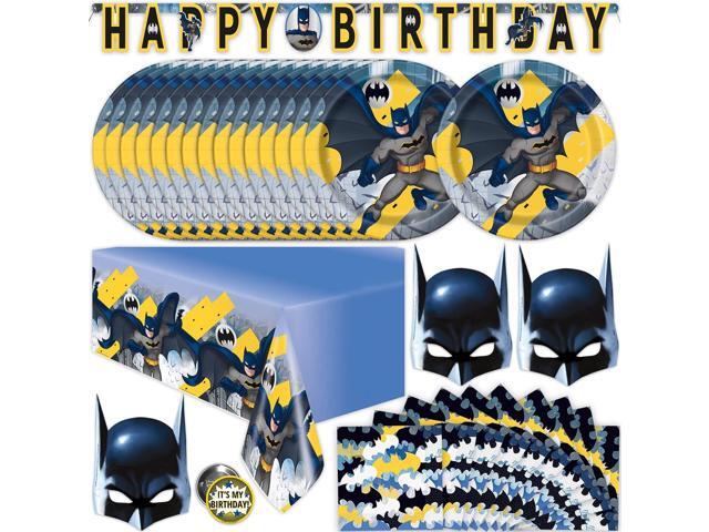 Unique Batman Birthday Party Supplies Batman Party Decorations With Banner, Table Cover, Masks, Plates, Napkins, Button For 16 Guests