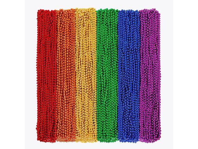 Huskein 120 PCS Pride Beads Necklace, 33' Rainbow Bead Necklaces Bulk, Plastic LGBT Beads Necklace Pride Stuff Pride Month Parade Costume...