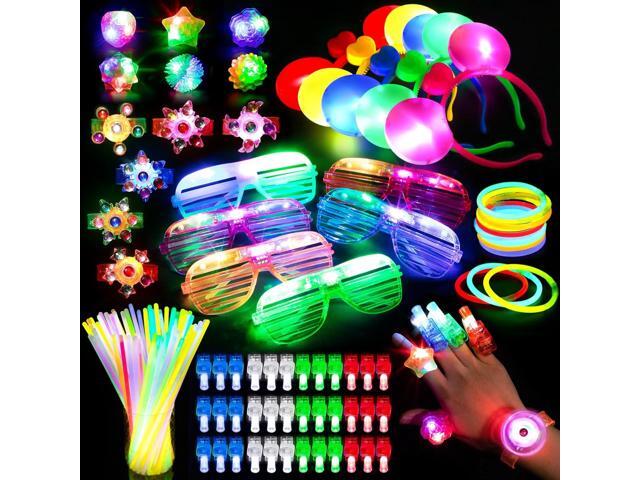 Mocoosy Glow in the Dark Party Supplies for Kids, Light Up Party Favors With Glow Sticks, Glasses, LED Bracelet, Finger Lights, Ring, Headbands,...