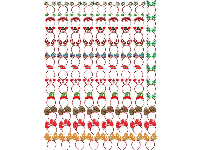 96 Pcs Christmas Headbands, Christmas Costume Headband, Santa Christmas Tree Snowman Colorful Stars Reindeer Antler Headwears for Christmas Hair...
