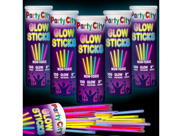 Party City 500 Glow Sticks Bulk Party Pack 8 Neon Glow in the Dark Party Supplies, Glowsticks with Connectors Bracelets & Necklaces, Light Up...