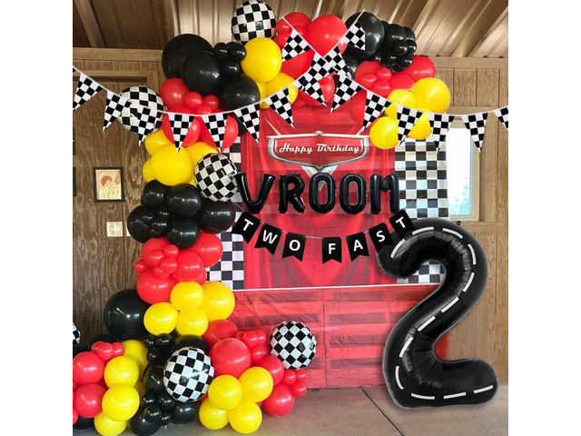 134pcs Race Car Balloon Birthday Party Supplies Decorations for Boys - Racing car Theme Party Supplies Happy Birthday Racecar Number Balloons...