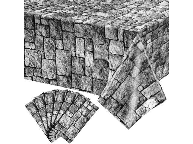 Irenare Halloween Stone Wall Tablecloths, Medieval Castle Party Decorations Supplies Disposable Plastic Brick Stone Tablecloth Brick Wall Table.