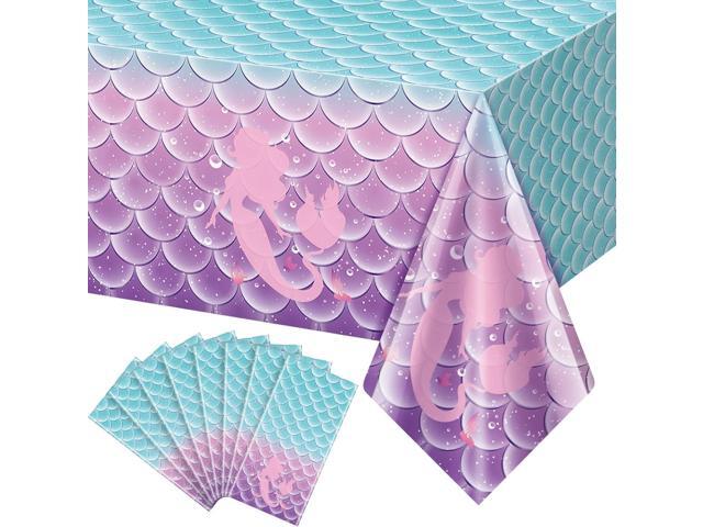 8Pcs Mermaid Birthday Party Tablecloth Decorations,Disposable Plastic Table Cover for Princess Under The Sea Baby Shower Themed Birthday Party.