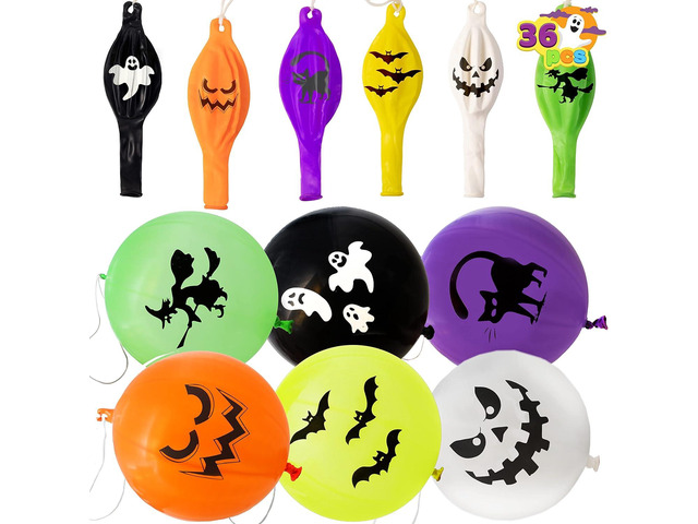 JOYIN 36 Pieces Halloween Punch Balloons for Kids Game Birthday Party Favor Supplies Decorations, Trick or Treat Toys, School Classroom Game Goodie...