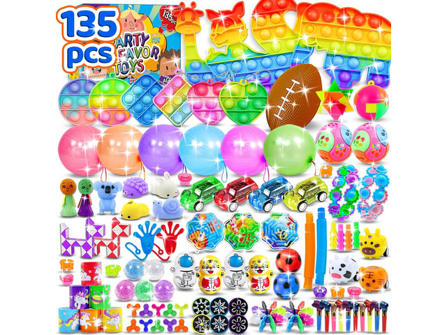 135pcs Party Favors for Kids 3-5 4-8-12, Fidget Toys Easter Eggs Fillers Birthday Gift Treasure Box Toy Prizes for Children, Bulk Goodie Bag...