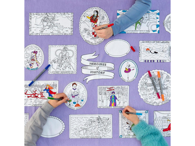 eatsleepdoodle Coloring Powerful Women Tablecloth for Kids Reusable Washable Table Cover with 10pcs Washable Markers, Fun Arts & Crafts for Boys &...