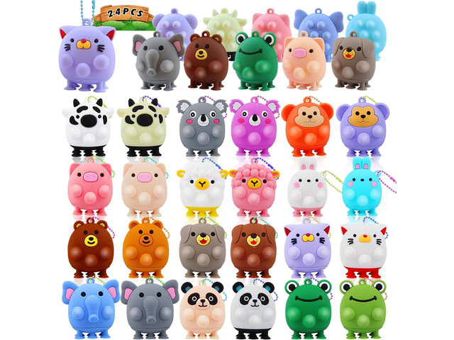 ChildFun 24 PCS Party Favors for Kids,3D Animal Pop Toys,Goodie Bags Stuffers for Kids,Pinata Stuffers Carnival Prizes,Fidget Toys Bulk,Prize for...