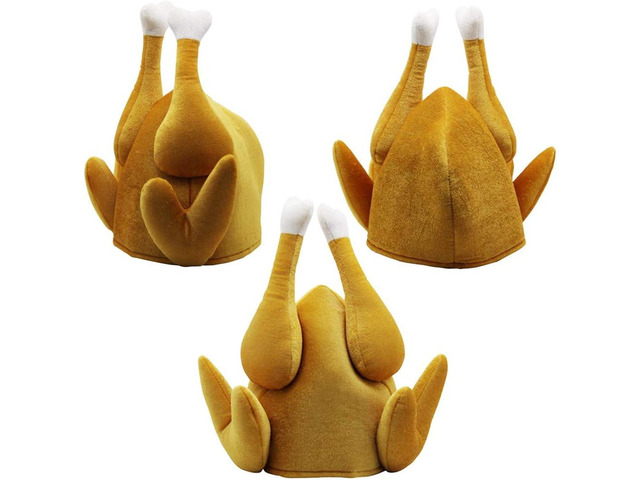 yosager 3 Pack Men's Roasted Turkey Hat, Thanksgiving Halloween Turkey Costume Funny Hat for Christmas Holiday Party Favors Party Supplies