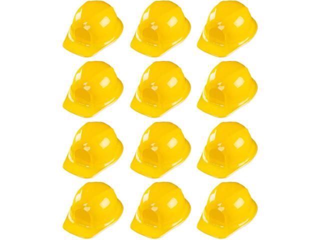 Super Z Outlet 12 Pack Yellow Construction Hard Hat Plastic Birthday Party Supplies Worker Caps Set Halloween Costume Toy