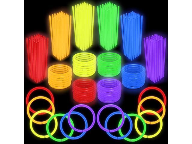 Play22 300 Pc 8 Ultra Bright Glow Sticks Bulk Party Pack - Halloween Glow in The Dark Party Favors - Glowsticks Party Supplies Pack Necklaces and...
