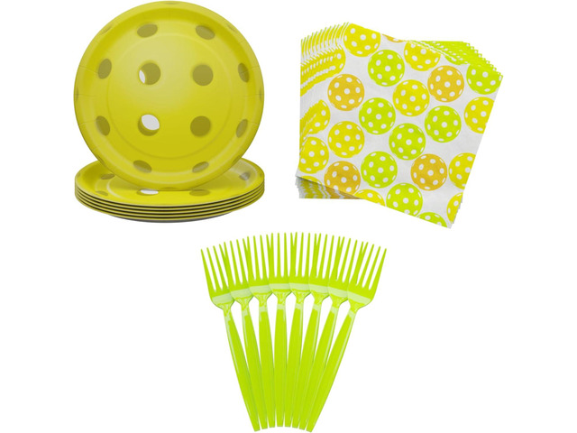 Blue Orchards Pickleball Value Party Supplies (60 Pieces for 16 Guests) - Pickleball Party Decorations, Sports Themed Birthday Baby Shower Party...