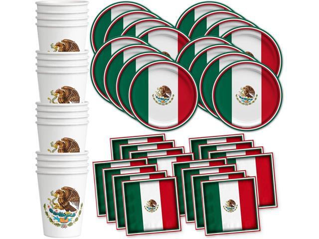 Mexico Flag Birthday Party Supplies Set Plates Napkins Cups Tableware Kit for 16