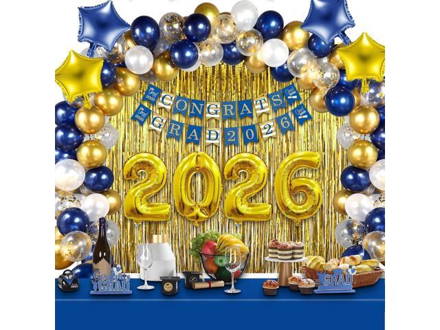 BBTO Graduation Party Decorations 2026 Congrats Grad Set Tablecloth with Banner, Balloons,Foil Fringe Curtain for Class of 2026 High School College.