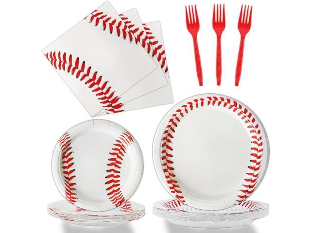 96 Pcs Baseball Party Supplies Bundle Paper Plates Napkins Baseballs Party Birthday Decorations Favors For Girls Serves 24