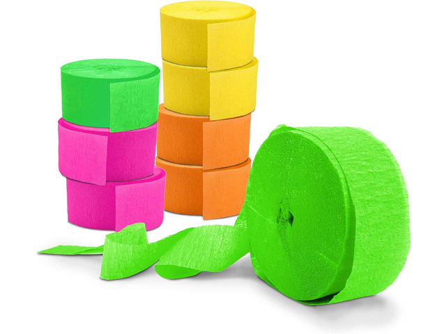 Glow King Black Light Streamers 8 Pack of 100ft Fluorescent Rolls Premium UV Reactive Neon Crepe Paper Ideal Gift for Blacklight Birthday...