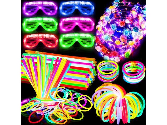 iGeeKid 112 Pcs Glow in The Dark Party Supplies Glow Sticks Bulk LED Neon Party Favor Light Up Toys Gifts Kids Adult 100 Glow Sticks Necklaces...