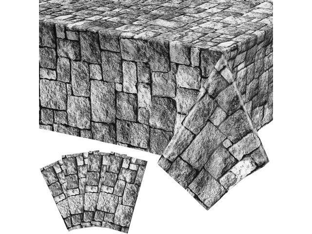 Irenare Halloween Stone Wall Tablecloths, Medieval Castle Party Decorations Supplies Disposable Plastic Brick Stone Tablecloth Brick Wall Table...