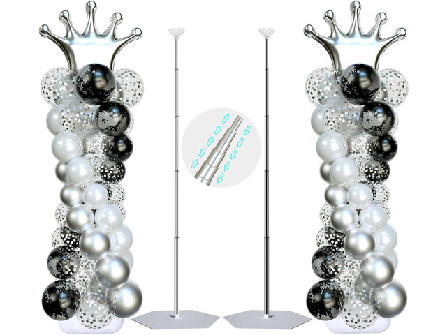 SINBEE Balloon Arch Stand, Balloon Arch Kit of 2, 7 Feet Height Adjustable Metal Balloon Column Stand for Party Decorations Wedding Birthday,...