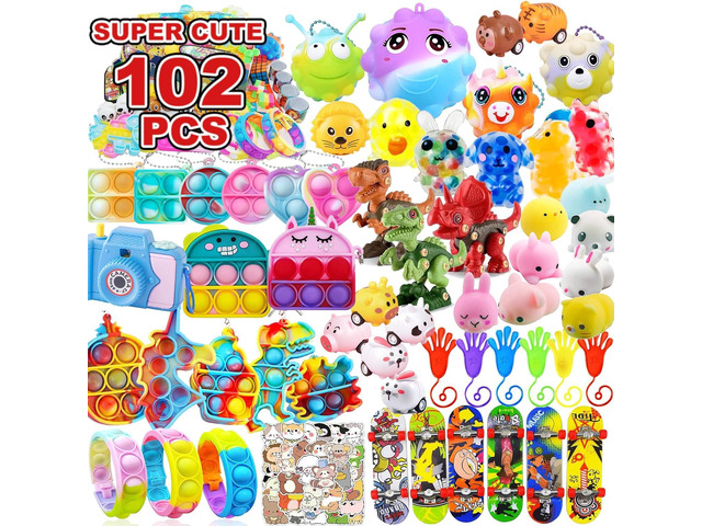 102 PCS Premium Party Favors Toys for Kids,Assortment Mini Pop Fidget it Toys for All Ages Kids,Classroom prizes,Treasure Chest,Prize Box Toys,...