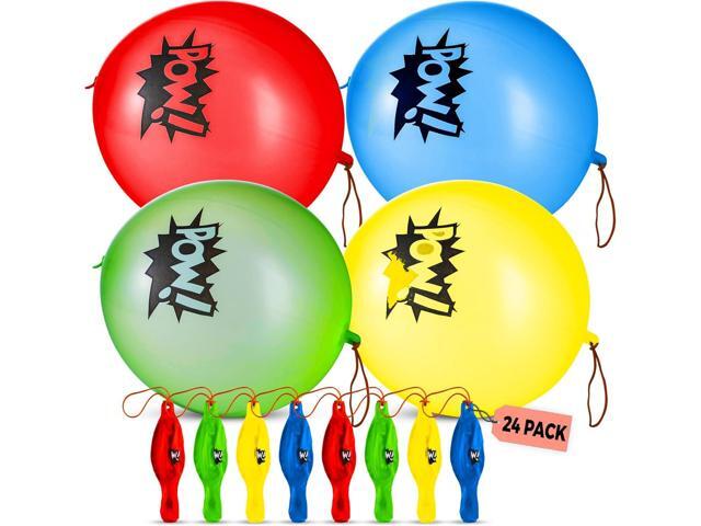 Superhero Punch Balloons - Pack of 24 Bulk, Large Punching Balloons for Kids, Inflatable Punch Balls for Carnival Prizes, Goodie Bag Stuffers for.