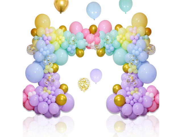 219Pcs Rainbow Balloons Garland Arch Kit Different Sizes Latex Balloons Assorted Pastel Party Balloons Arch for Birthday Baby Shower Wedding...
