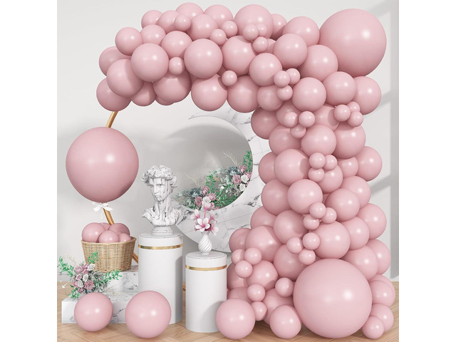 Pink Balloons, 113Pcs Different Sizes Boho Blush Pink Balloon Arch Garland Kit 18/12/10/5 Inch, Dusty Retro Vintage Rose Latex Helium Balloon for...