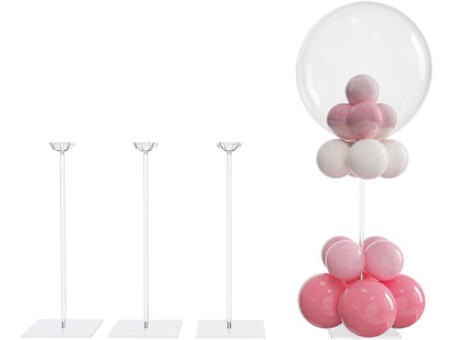 YALLOVE Clear Acrylic Tabletop Balloon Stand Kit, 15.75 Inch 4 pack Balloon Stick Holder with Base for Table Top Centerpiece Party Decoration...