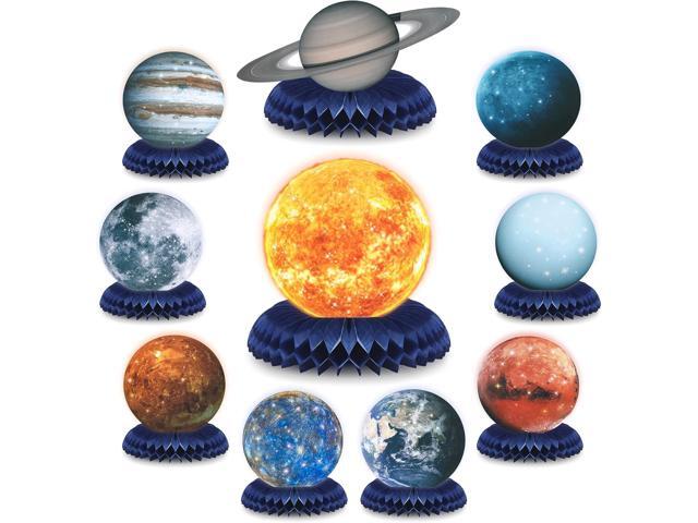 10 Pieces Space Solar System Theme Honeycomb Centerpieces Table Topper Outer Space Party Supplies Planet Honeycomb Galaxy Photo Booth Props for...