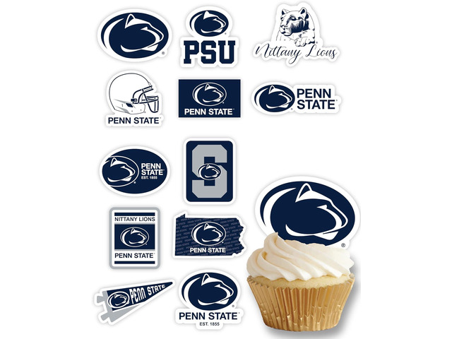 Penn State University Cupcake Topper Party Supplies for Football, Birthday, Graduation Party Decorations (24 Pieces) (Penn State Nittany Lions)