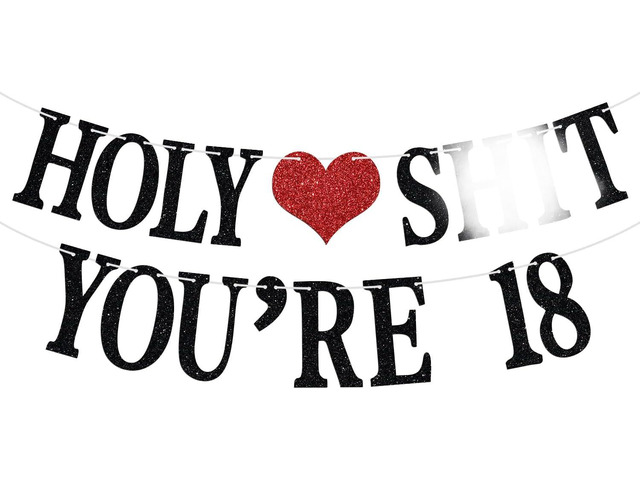 Holy You're 18 Banner - Funny Happy 18th Birthday Bunting Sign, Bruh I'm 18, Cheers to 18 Years, 18 Years Old Birthday/Anniversary Party...