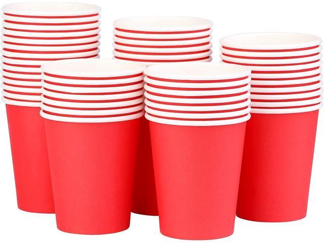Paper Cups 8 oz 50 Pack, Disposable Paper Coffee Cups for Hot or Cold Beverage Drinking for Party, Picnic, BBQ, Travel, and Event -Red