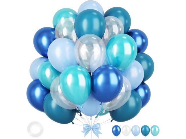 Ocean Themed Party Balloons, 12 Inches Turquoise Teal Blue Clear Metallic Balloons for Ocean Shark Sea Themed Pool Party Baby Shower Birthday Beach.