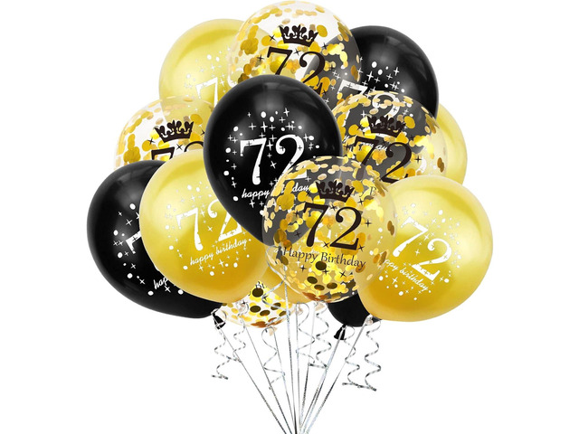 SHUNTAI 72nd Birthday Balloon Gold and Black 72nd Birthday Decorations for Men Women Latex Confetti Balloons 72 year old Theme Birthday Party Decor...