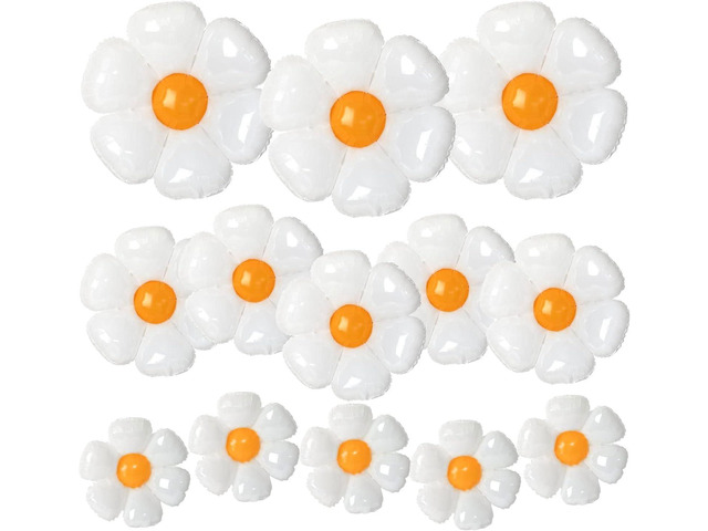 NOVWANG Daisy Balloons, 18pcs White Daisy Flower Balloons Party Decorations for Birthday Wedding Baby Shower Party Decorations SuppliesHuge Balloon...