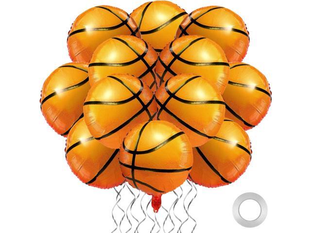 durony 12 Pieces 18 inches Basketball Balloons Aluminum Foil Balloons Sephere Mylar Basketball Balloons for Sports Theme Birthday Party Supplies,...
