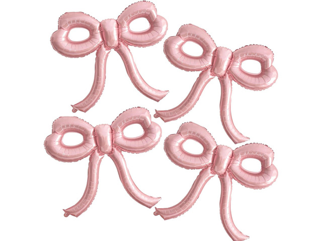 4 Pcs Pink Bow Balloons Bow Party Decorations for Girl Women Pink Bow Birthday Decorations Giant Foil Balloon for Baby Shower Bridal Engagement...