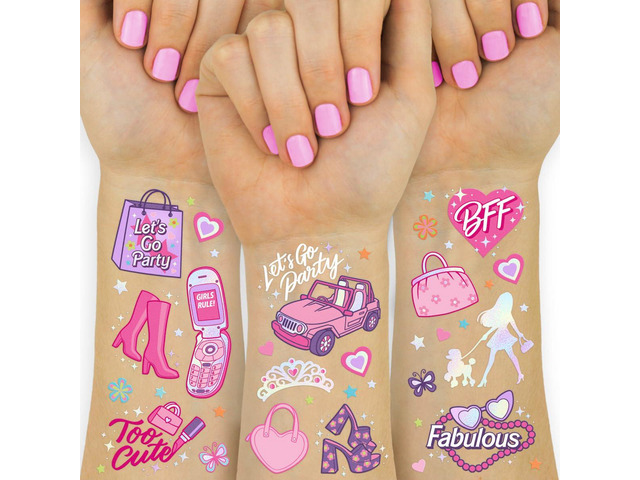 xo, Fetti Pink Party Temporary Tattoos - 84 styles Pink Birthday Party Supplies, Party Favor, Cute Decorations, Easter Basket