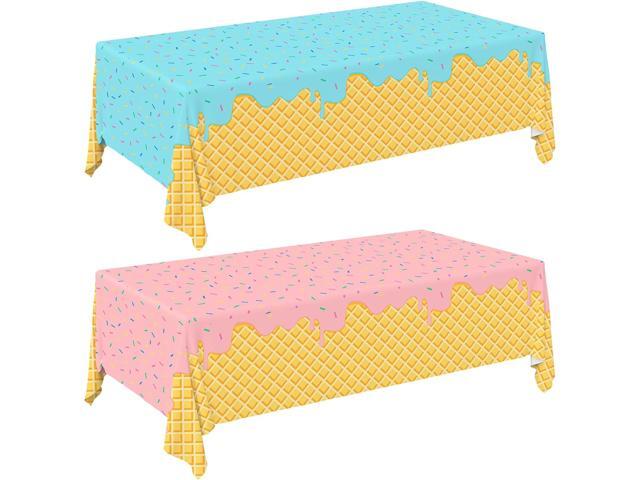 Gatherfun Ice Cream Party Supplies: 2-Pack Ice Cream Birthday Party Decorations,Disposable Plastic Tablecloth, Ideal Table Cover for Kids & Girls.