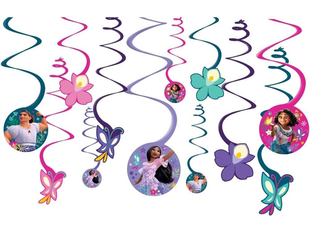 Encanto Spiral Hanging Decorations (Pack of 12) - Multicolor Cardstock - Eye-catching & Festive Decor - Ideal for Birthdays, Parties, & Home...