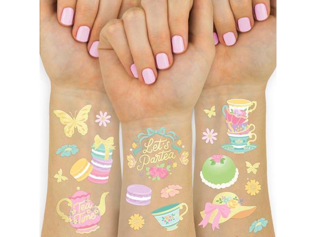 xo, Fetti Tea Party Temporary Tattoos - 48 Glitter Styles Partea Birthday Party Supplies, Tea Kettle, Cupcakes, Butterfly Arts and Crafts,...