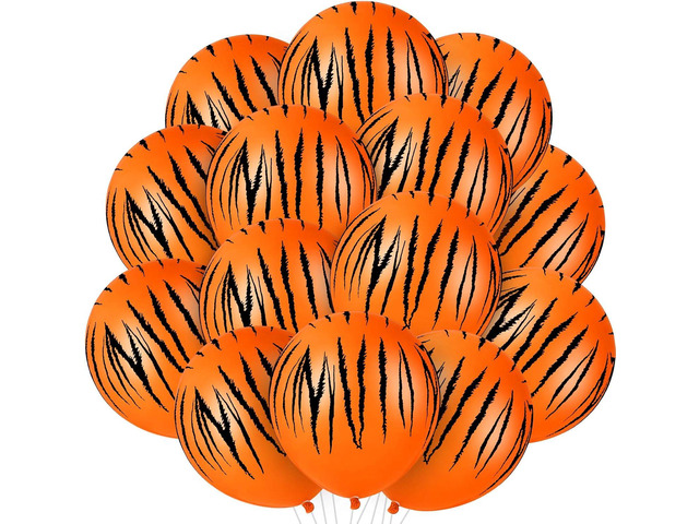 Sumind 40 Pieces Tiger Print Stripes Balloons 12 Inch Jungle Animal Theme Safari Balloons for Zoo Jungle Party Supplies Safari Birthday Decoration