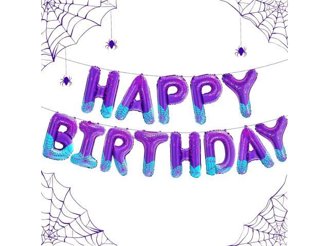 Spider Girl Birthday Decorations Happy Birthday Banner Balloons Letters Signs Superhero Party Supplies (Purple)