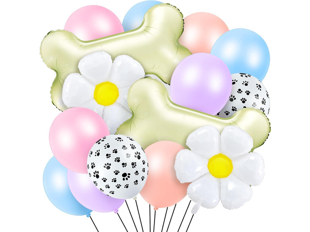 Chalyna 46 Pcs Dog Birthday Balloon Decorations Daisy and Bone Balloons Cartoon Dog Party Supplies for Birthdays Baby Shower Backdrop Decor