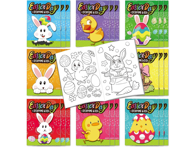 Omgouue Easter Day Coloring Books Kids Indoor Activities at Home Party Favors Supplies 24 Pack