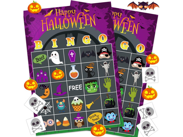 Joy Bang Halloween Games for Kids - Halloween Bingo Halloween Party Favors Supplies Halloween Crafts for Kids 24 Players Party Activities Goody Bag...